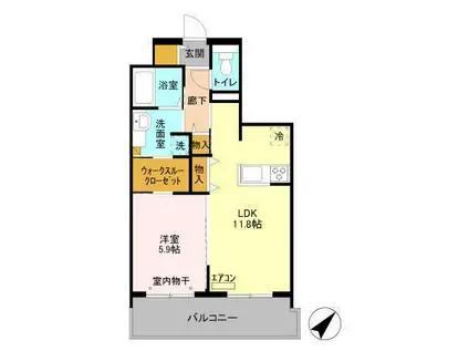 VESTA(1LDK/2階)の間取り写真