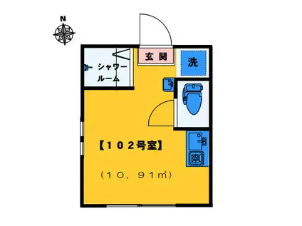 アーバンプレイス新宿若松町(ワンルーム/1階)の間取り写真