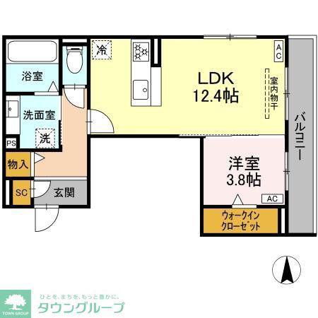 江向PARK(1LDK/3階)の間取り写真