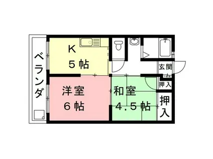 宇留野ビル(2K/2階)の間取り写真