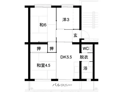 舞松原1200棟(3DK/3階)の間取り写真
