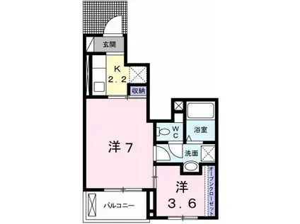 ビレッヂ飯田II(1SK/1階)の間取り写真