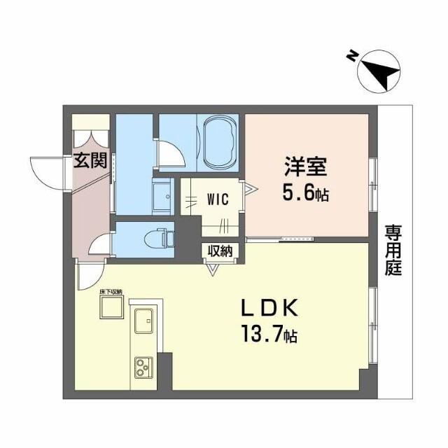 フルールブラン(1LDK/1階)の間取り写真