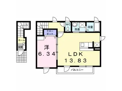 ヴィラチェリーブロッサム(1LDK/2階)の間取り写真