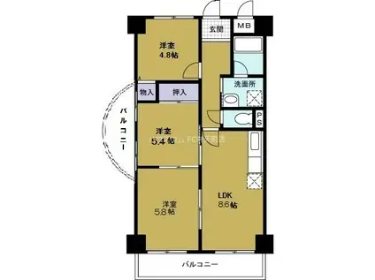 第9柴田ビル(3LDK/2階)の間取り写真