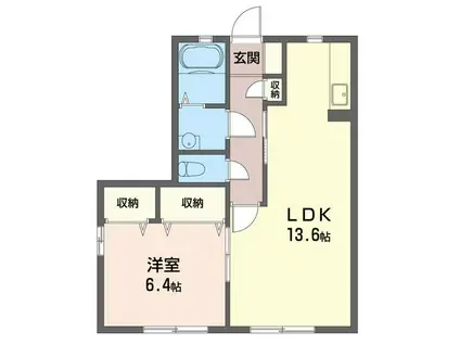 カサベルテA(1LDK/1階)の間取り写真