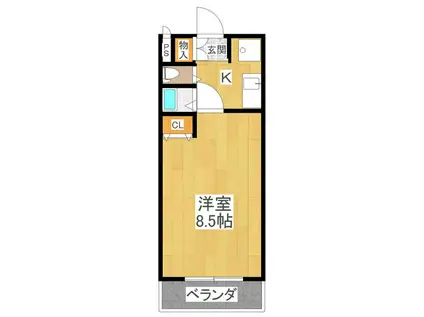 ランドパレス宇都宮平成通(1K/2階)の間取り写真