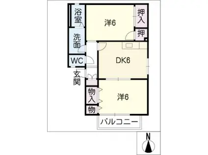 DIAS辻(2DK/2階)の間取り写真