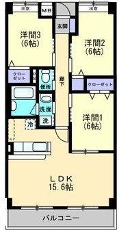 プラスパー旭通(3LDK/5階)の間取り写真