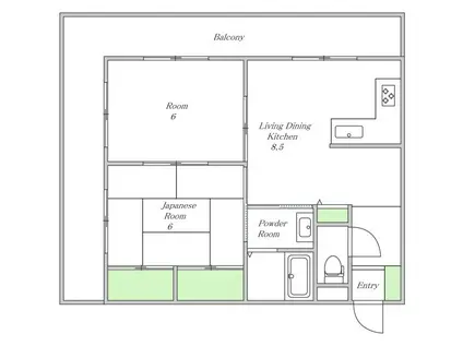 ジョイテル西田辺1(2DK/5階)の間取り写真