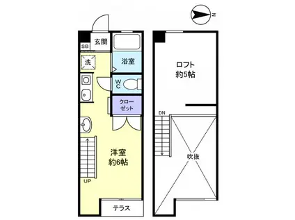 オーガニック・プロバンス勝田台(ワンルーム/1階)の間取り写真