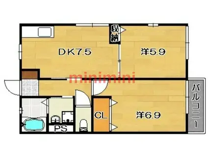 アネシス祥(2DK/2階)の間取り写真