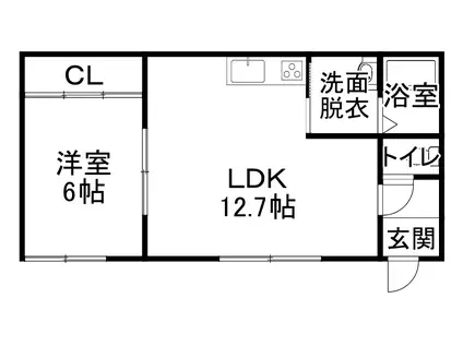 シェルメゾンB(1LDK/2階)の間取り写真