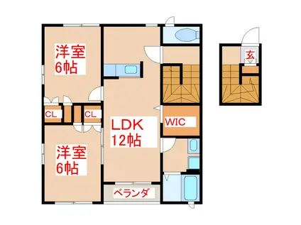 ベルリード和田B棟(2LDK/2階)の間取り写真