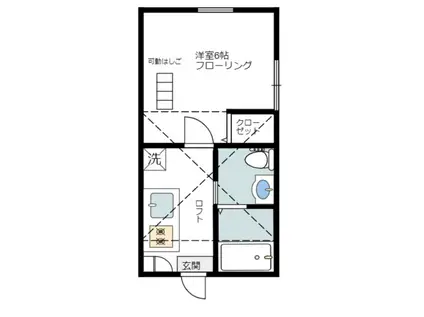 デュセレスト京王稲田堤(1K/2階)の間取り写真