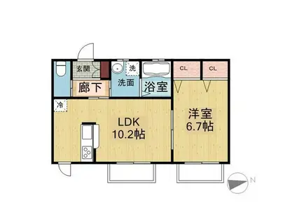 コージィーコート(1LDK/2階)の間取り写真