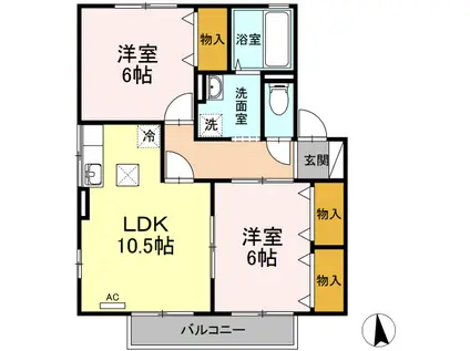 リビングタウンIIC(2LDK/1階)の間取り写真