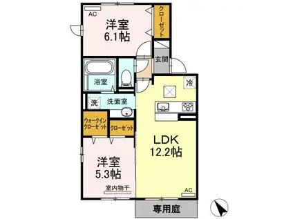 ROSSO(2LDK/1階)の間取り写真