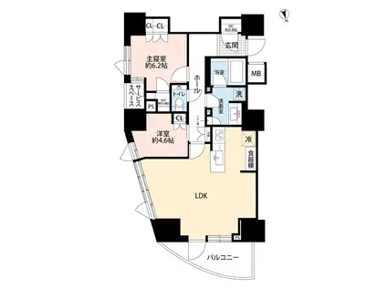 パークタワー東中野グランドエア(2LDK/12階)の間取り写真