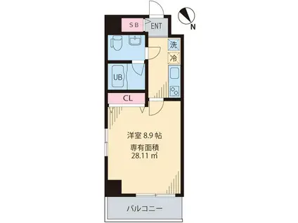 シャルマン ショコラ(1K/8階)の間取り写真