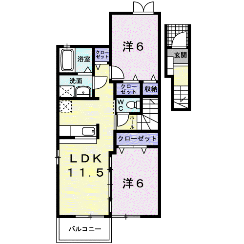 ソレイユ(2LDK/2階)の間取り写真