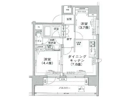 ESTRUTH PLUS OSHIAGEIII(2DK/9階)の間取り写真