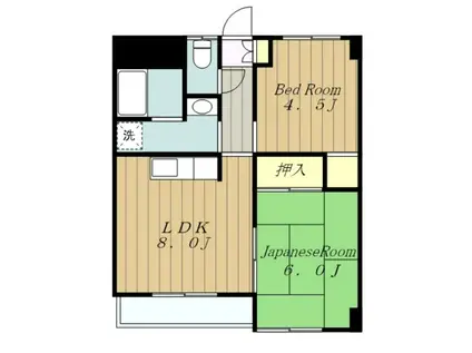 スクエアKIII(2LDK/1階)の間取り写真