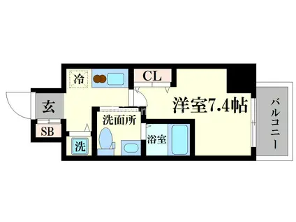 CITY LUX NAMBA 旧ラフォーレ難波(1K/8階)の間取り写真