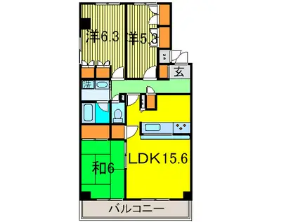 グランドール鷺沼(3LDK/2階)の間取り写真