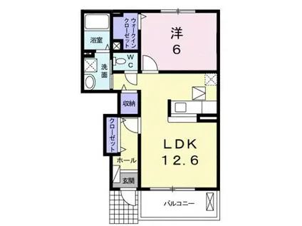 プラシード・KA(1LDK/1階)の間取り写真