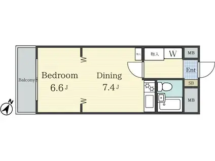 白金アネックス(1DK/2階)の間取り写真