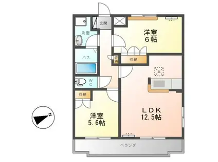 ロングヒルズ(2LDK/1階)の間取り写真