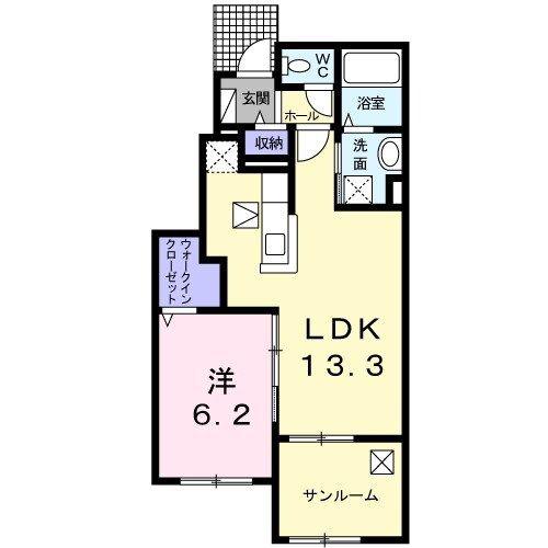 エストランダ A(1LDK/1階)の間取り写真