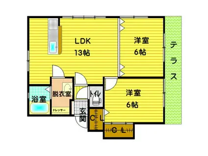 アートラフィーネC(2LDK/1階)の間取り写真