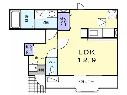 とさでん交通伊野線 宮の奥駅 徒歩2分 2階建 築19年(1K/1階)の間取り写真