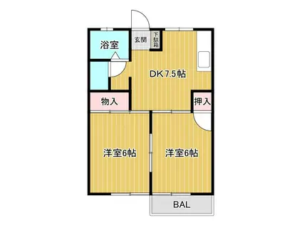 サニーハイツみわ7(2DK/1階)の間取り写真