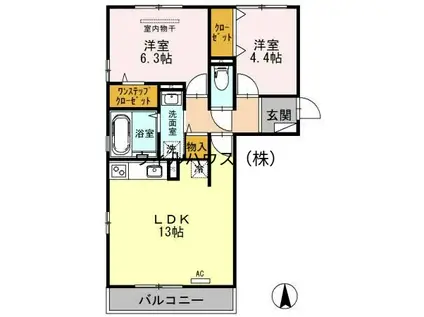 ヴィラクエンティ(2LDK/2階)の間取り写真