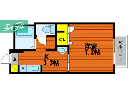 クレール・ユウ(1K/2階)の間取り写真