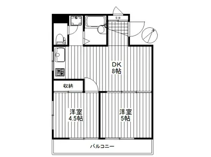 サンライズ世田谷(2DK/4階)の間取り写真