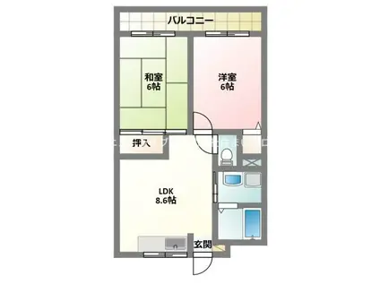 コンフォートセキ(2LDK/2階)の間取り写真