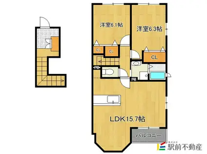 ベル・プロムナードF棟(2LDK/2階)の間取り写真