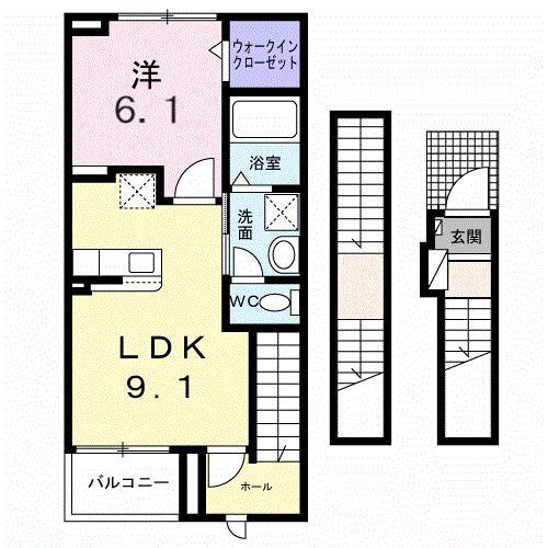 ナナラーピカケ(1LDK/3階)の間取り写真