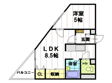 ベルメッソさんぽ館(1LDK/3階)の間取り写真