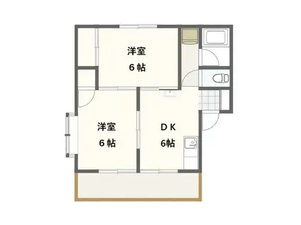 ルネコート郡山(2DK/3階)の間取り写真