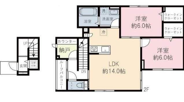 WTAコーポ(2SLDK/2階)の間取り写真