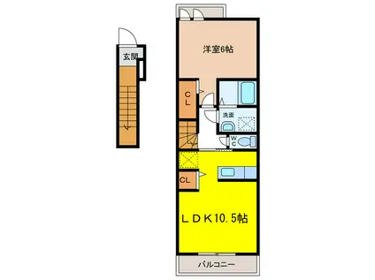 メゾン・ド・フルール(1LDK/2階)の間取り写真