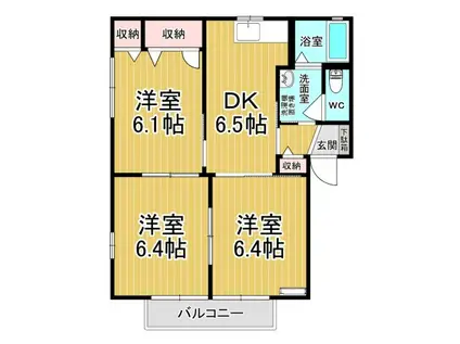 ラフォーレ・ハピネスA棟(3DK/1階)の間取り写真