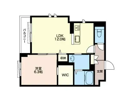 ボワビエント(1LDK/2階)の間取り写真