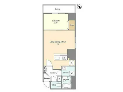 ニィフィット日本橋横山町(1LDK/10階)の間取り写真