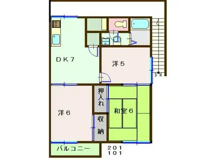 サンパティオ(3DK/1階)の間取り写真